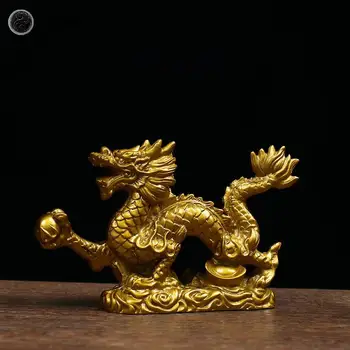 1 Adet Iyi Şanslı Altın Ejderha Çin Zodyak Oniki Heykeli Altın Ejderha Heykeli Hayvanlar Heykel Figürleri Masaüstü Dekorasyon