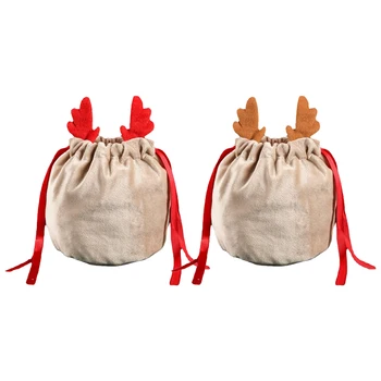 10 Adet Santa Çuval İpli Noel Çanta Bez noel hediyesi Çanta Kullanımlık Kadife hediye keseleri Hediye Hediyeler İçin Şeker Aperatifler