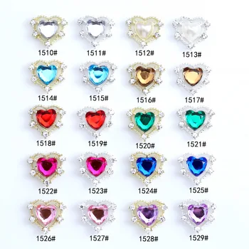 10 adet 3D Lüks Kalp Tırnak Zirkon Takılar AB Yanardöner Kristal elmas tırnak süsü Takı Aksesuarları Nail Art Süslemeleri İçin Tasarım