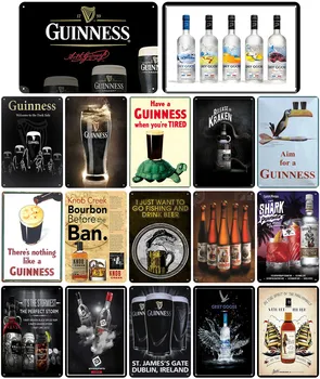 1759 Guinness Vintage Teneke İşaretleri Karanlık Tarafa Hoş Geldiniz Ben Sadece Balık Tutmak ve Bira İçmek için Bar Sanat Duvar Dekorasyon