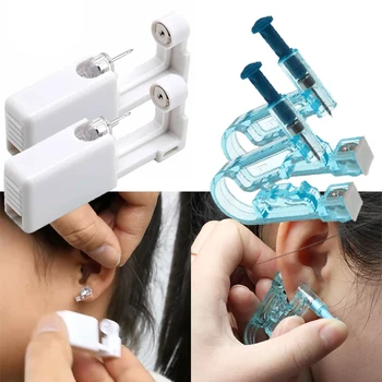 2 Adet Taşınabilir Tek Kullanımlık Aseptik Kulak çivi tabancası Ev Kulak Piercing Tabancası Kulak Piercing Tabancası Grubu Kadın Erkek Kulak Piercing Aracı