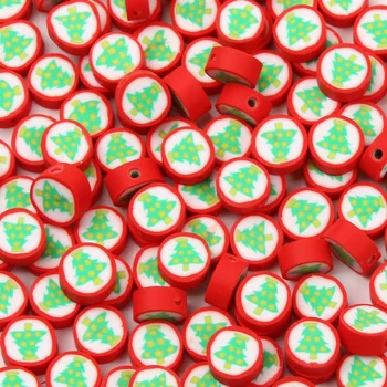 20/50/100 adet Kırmızı Noel Ağacı Kil Gevşek halka boncuk Polimer kil boncuklar Takı Yapımı İçin Dıy Aksesuarları noel dekorasyonları