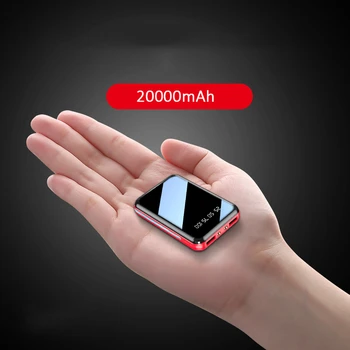 20000 mAh Mini Güç Bankası Ayna Ekran LED dijital ekran harici Pil Paketi kamp Taşınabilir Powerbank ücretsiz kargo