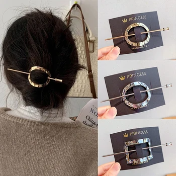2022 Basit Geometrik Saç Sopa Moda Metal Daire Saç Klipleri Kadınlar Kızlar İçin Kore Altın Renk saç aksesuarları Şapkalar