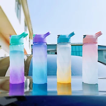 2022 Yeni Degrade Renk Büyük Kapasiteli Su Bardağı Taşınabilir Açık Spor Saman Su ısıtıcısı 600ml Sevimli çocuk sızdırmaz Saman Bardak