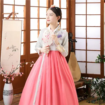 2022 Yeni Sıcak Damgalama Aplike Hanbok kadın Giyim Kore Geleneksel Halk Dans Sahne Kostüm Cosplay Performans Giyim