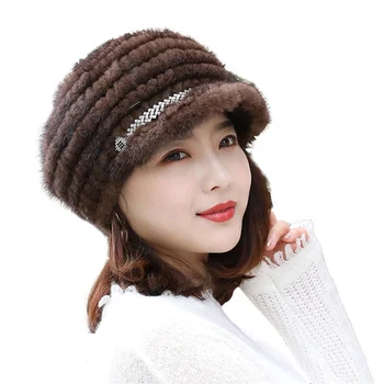 2022 Yeni Vizon Şapka Bayanlar Kore Tarzı Kürk Şapka Kadın Kış Vizon Kadife Vizon Şapka Moda Rüzgar Doruğa Kap Sıcak Ve Rahat
