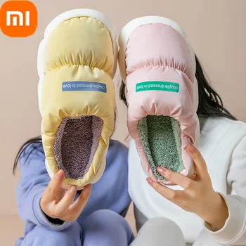 2022 Yeni Xiaomi Aşağı Kumaş Ev Terlik Kış erkek Artı Kadife Isı Yalıtımı kaymaz Aşınmaya dayanıklı sıcak ayakkabı kadın