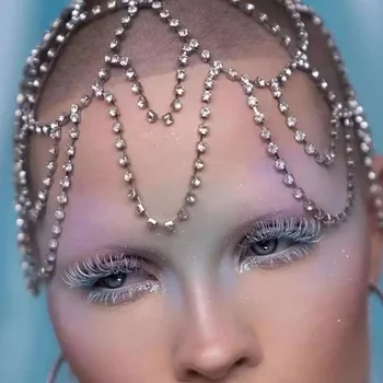2022 yeni lüks Rhinestone hollow saç bonesi kadın püskül kafa zinciri moda parlak kristal saç zinciri düğün parti headdress gi