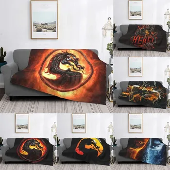 3D Baskılı Mortal Kombat Logo Battaniye Nefes Yumuşak Pazen Kış Video Oyunları Atmak Battaniye Kanepe için Açık Yatak