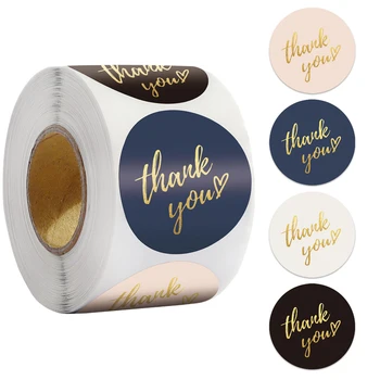 4 ColorsThank Size Çıkartmalar Mühür Etiketleri 50-500 ADET Altın Folyo Kağıt dekorasyon çıkartması El Yapımı Düğün Hediye Etiketleri Kırtasiye