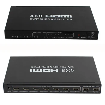 4K 4x8 HDMI anahtar ayırıcı 4 In 8 Out Video Dönüştürücü 1080P ekran yansıtma için PS4 PS5 Anahtarı PC DVD TV monitörü Projektör