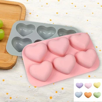 6 Kavite Aşk Kalp Silikon Kek Kalıbı DIY Kek Pişirme Kalıp Yapışmaz Pasta Fondan Mus Çikolata Kalıp Mutfak Pişirme Aracı