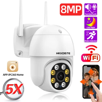 8MP Wifi IP Renkli Kamera 4k Açık 5X Zoom PTZ Kamera 8.0 MP HD H. 265 AI Otomatik İzleme Güvenlik Koruma CCTV Kamera IPC360 Ev