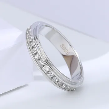 925 Ayar Gümüş Kadın Klasik beyaz yüzük parmağı ışık zirkon Mükemmel Zarif Alyans Kadınlar için Kız moda takı