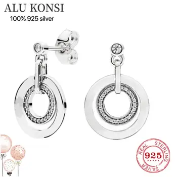 925 ayar gümüş Orijinal Charm Çift moda Küpe güzel Küpe Gümüş Renk DIY Kadınlar Takı için