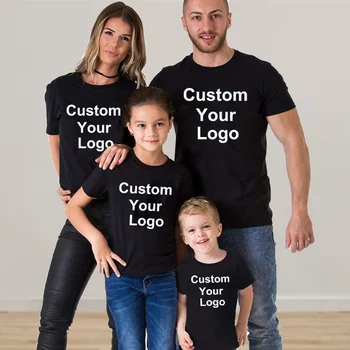 Aile Tshirt Özel Logo Baskı Aile Eşleştirme Kıyafetler Baba Kızı Anne Çocuk Aile giyim setleri T-Shirt