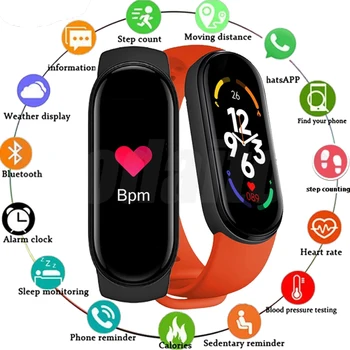 Akıllı saat 7 Erkek Kadın Smartband 7 Kalp Hızı Smartwatch Spor İzci Kan Basıncı Spor akıllı bilezik Bilek Bandı İçin 7