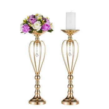Altın mumluklar Metal Şamdan Çiçek Vazo Masa Centerpiece Olay çiçek rafı Yol Kurşun Standı Düğün Dekorasyon İçin