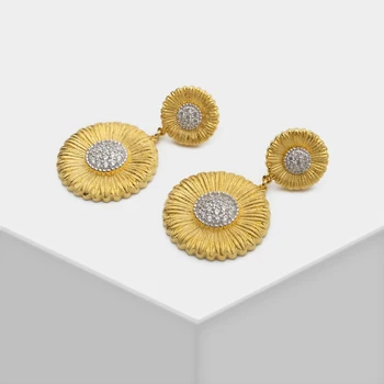 Amorita Butik Altın Kaplama-18K Zirkon Damla Küpe yıldönümü hediyesi Gelin Dangle Küpe Gösterisi Düğün Küpe