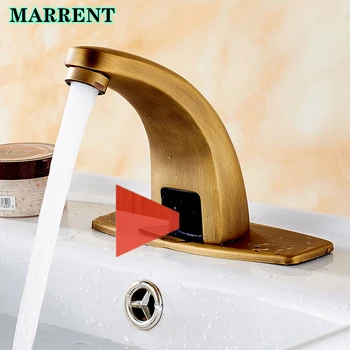 Antika Sensör banyo muslukları Mermer Tek Soğuk Sensör Havzası lavabo bataryası Dokunun Kaliteli Pirinç Otomatik Banyo Havzası Musluk