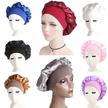 Ayarlamak Katı Saten Kaput Saç Şekillendirici Kap Geniş kenarlı Yüksek elastik Kafa Bandı Gece Kap Kadın Uyku Kap Saç Bakımı Şapka