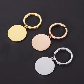 Ayna Cilalı Paslanmaz Çelik Boş Yuvarlak Disk Anahtarlıklar DIY Özel Adı Logo Hatıra Hediyeler Bayan Erkek Araba Anahtarı Takı