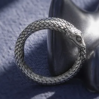Açık 999 gümüş yüzük erkek kuyruk yüzük kadın yılan şeklinde retro hipster işaret parmağı yüzük takı