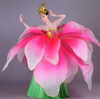 Balo salonu elbiseler Çiçekler Açılış dans Büyük Modern Dans Performansı Petal Gösterisi Sahne Kadın
