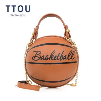 Basketbol Şekli Küçük Deri Zincir Tasarım Kadınlar İçin Crossbody Çanta Moda Omuz Messenger Kadın Lüks Çanta ve Çanta