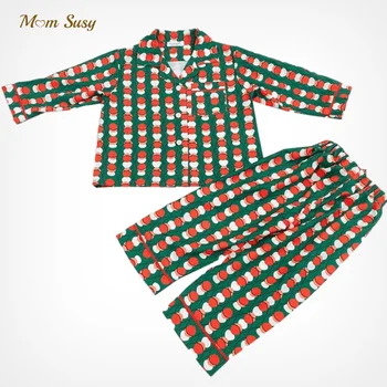 Bebek Kız Erkek Pijama Giyim Seti Gömlek + Pantolon 2 ADET Bahar Sonbahar Çocuk Pijama Salonu Takım Elbise Bebek Ev Takım Elbise Noel 2-12Y