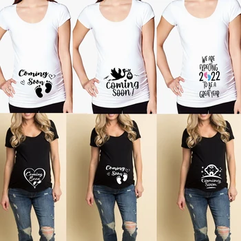 Bekliyoruz 2022 Harika Bir Yıl Gebelik Gömlek Annelik TShirt Komik Gebelik grafikli tişört Çörek Gömlek Damla Nakliye