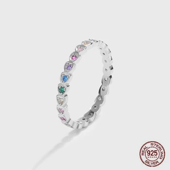 CINESSD Sertifikalı 925 Ayar Gümüş Renkli Zirkon Yüzük Kadınlar için İnce Narin İstiflenebilir Kuyruk Yüzükler Düğün Güzel Takı