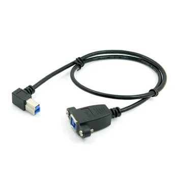 CY Xiwai USB 3.0 Arka Panel Montaj B Tipi Dişi Dik Açılı 90 Derece B Tipi Erkek Uzatma Kablosu 0.5 m