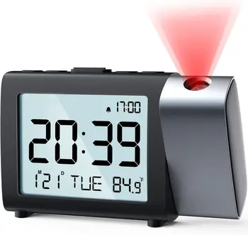 Dijital Projeksiyon çalar saat Masaüstü Masa Saatleri USB Şarj Portu ile Sıcaklık Algılama Projeksiyon Süresi Yatak Odası Saati