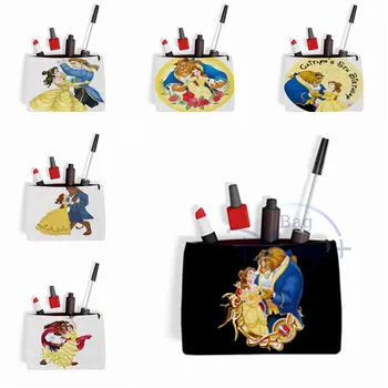 Disney Güzellik ve Beast Kozmetik Çantaları Karikatür Makyaj Çantası Güzel Tuvalet Organizatör saklama çantası Kız Mor Kalem Kutusu