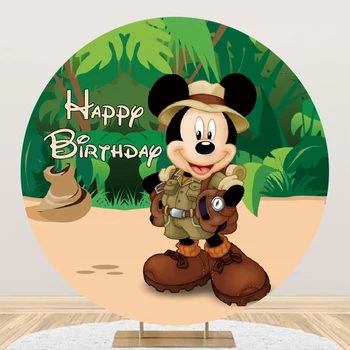 Disney Mickey Mouse Maceracı Daire Arka Plan Bebek Doğum Günü Partisi Dekorasyon Yuvarlak Fotoğraf Backdrop Fotoğraf Stüdyosu Özel