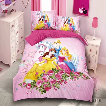 Disney Prenses Yorgan yatak örtüsü seti Tek e n e n e n e n e n e n e n e n e n e Boyutu Yatak Kızlar İçin yatak odası dekoru Yatak Örtüsü Yatak Örtüsü çocuk yatağı Levhalar