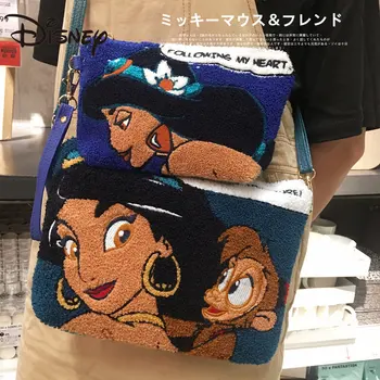 Disney Yeni 2023 Sevimli Karikatür Prenses Yasemin Nakış Bayanlar Debriyaj askılı çanta Kadınlar için Crossbody Çanta