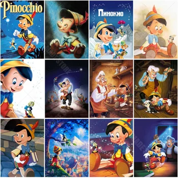 Disney Çizgi Film Pinokyo DIY 5D Elmas Boyama Çapraz Dikiş Nakış Tam Dereotu Mozaik Duvar sanat dekoru doğum günü hediyesi