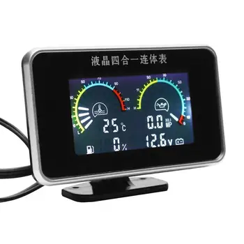 Evrensel Araba M10 Oto Yedek Parçaları 4in1 LCD Dijital Ölçer Yağ Gerilim Basınç Yakıt Su Sıcaklığı Ölçer 12 V 24 V