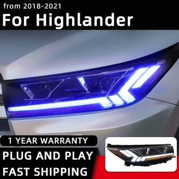 Far Toyota Highlander İçin LED Farlar 2018-2021 Kafa Lambası Araba Styling DRL Sinyal Projektör Lens Oto Aksesuarları Ön