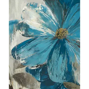 GATYZTORY 60x75 cm Çerçeve Sayılar Kitleri Tarafından DIY Boyama Mavi Çiçekler Soyut Modern Ev Duvar sanat resmi Çiçekler Boya By Numbers