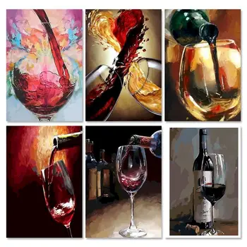 GATYZTORY Çerçeve Yağlıboya resim By numbers şarap bardağı Numarası Boyama Resim Boya Boyama Kitleri İçin Benzersiz Hediye Ev Sanat İçin