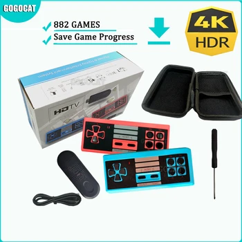 GOGOCAT GC-882 4K HD video oyunu Konsolu 8Bit Oyunları Mini Retro El Oyun Kablosuz Denetleyici Gamepad Oyun Sopa NES / FC