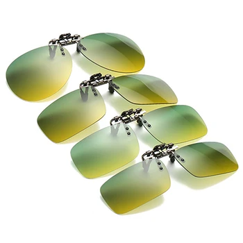 Gündüz ve Gece Flip Up güneş gözlüğü üzerinde klip Polarize Sürüş Havacılık Boy Sml Boyutu Sarı Yeşil Lens Balıkçılık UV400 Gözlük