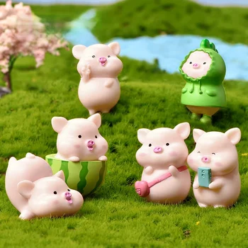 Güzel domuz mikro peyzaj bonsai çok et dekoratif süsler çanta karpuz küçük hayvan süsler PVC el sanatları hediye için
