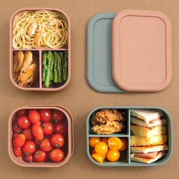Gıda Sınıfı Silikon Taşınabilir Kase yemek kabı Bebek Mikrodalga Bento Kutusu Besleme Taze Gıda Kabı çocuk Sofra