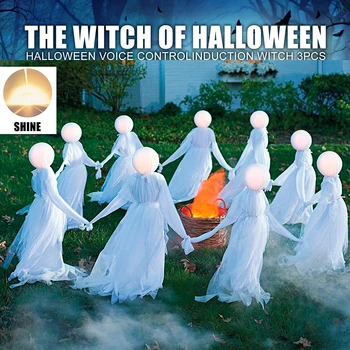 Halloween Cadılar Korkunç Hayalet Parti Parlayan Cadı Baş Bahçe Dekor Prop Çığlık Kadar Açık Büyük Işık Dekorasyon 1-3Pcs