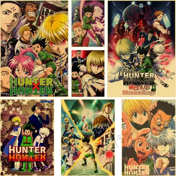 Hunter X Hunter Posterler Retro japon animesi Posteri Kraft Kağıt Baskılar Duvar Sticker Oturma Odası Bar Cafe Dekoratif Boyama